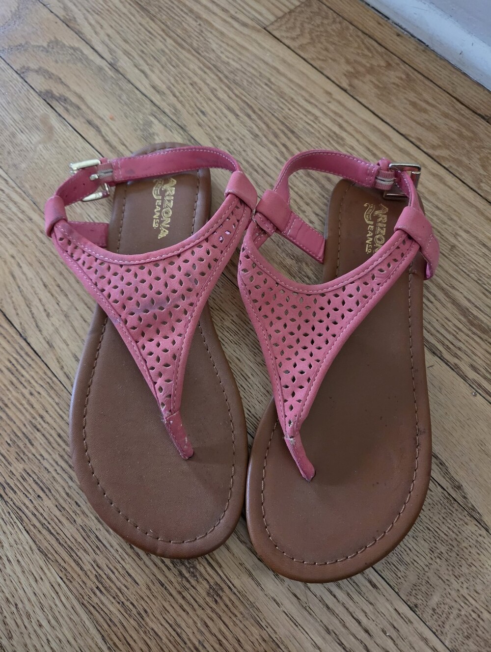 Arizona Pink & Brown Sandals With Buckle Size 7.5